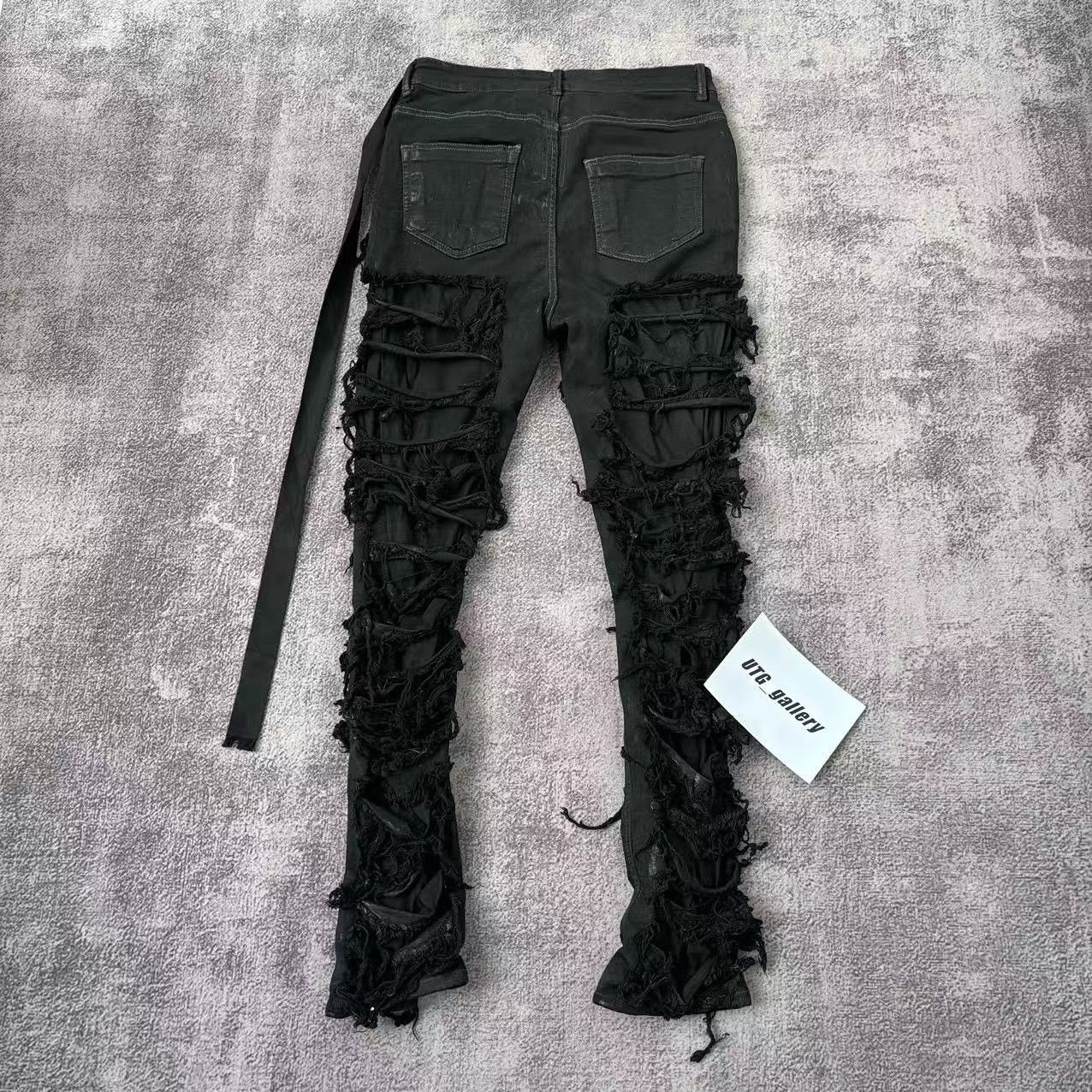 Rick Owens Drkshdw Rick Owens DRKSHDW Waxed Distressed Detroit Cut Denim Jeans Size US 30 / EU 46 - 2 Thumbnail
