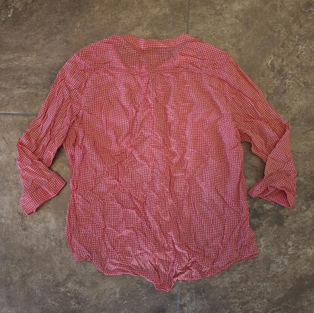 Designer Red White Detailed STYLUS Buttoned Blouse Size XL / US 12-14 / IT 48-50 - 2 Thumbnail