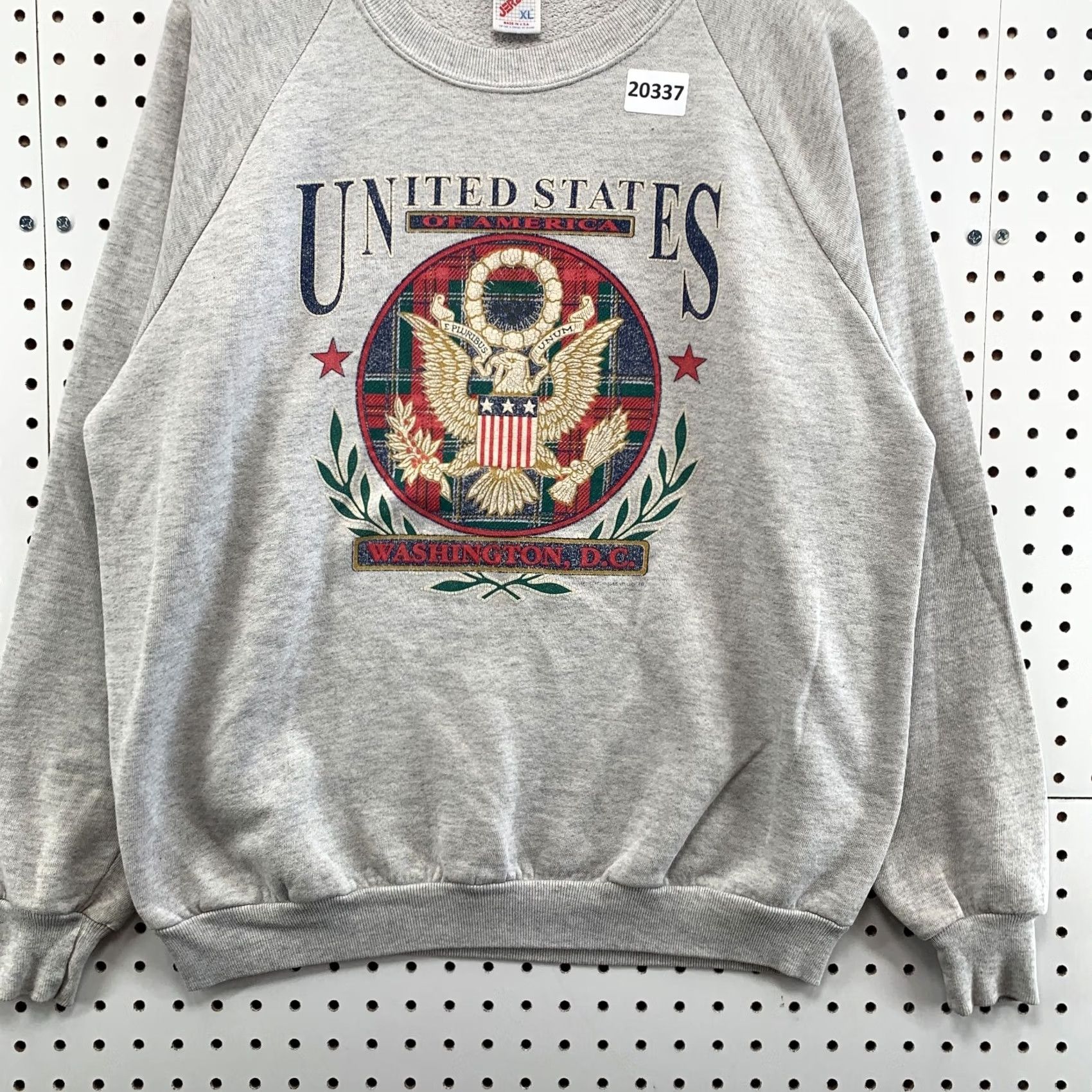 Jerzees VINTAGE United States Eagle Crest Logo Crew Neck Sweatshirt Gray XL Mens 90s Sweatshirt Size US XL / EU 56 / 4 - 6 Thumbnail