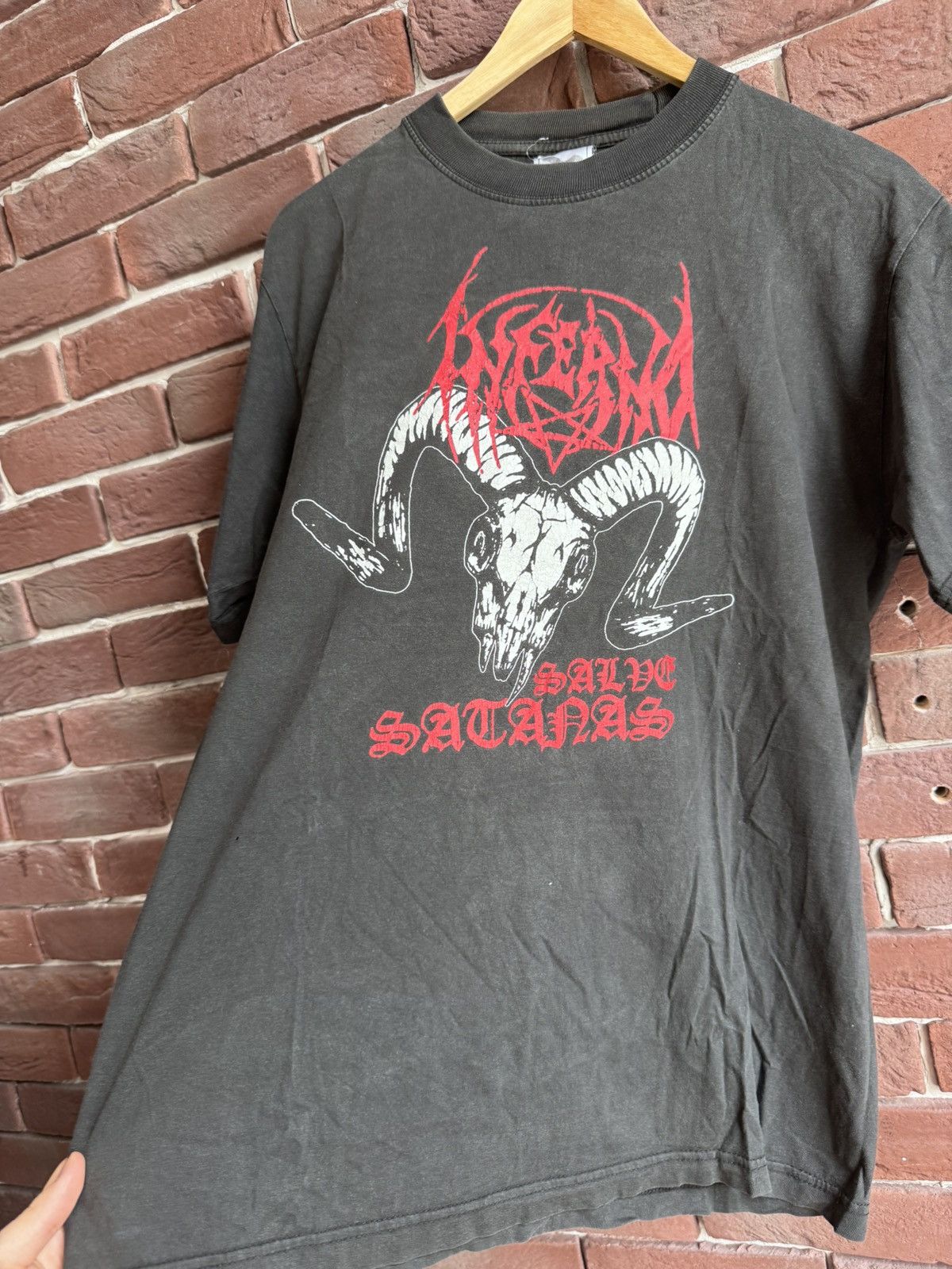 Band Tees Vintage 90s Inferno Salve Satanas Black Metal Band T shirt Size US L / EU 52-54 / 3 - 5 Thumbnail
