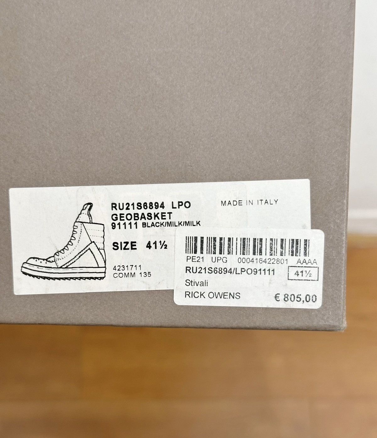Rick Owens Rick Owens Geobasket Black & White Oreo Leather New Version Size US 8 / EU 41 - 9 Thumbnail