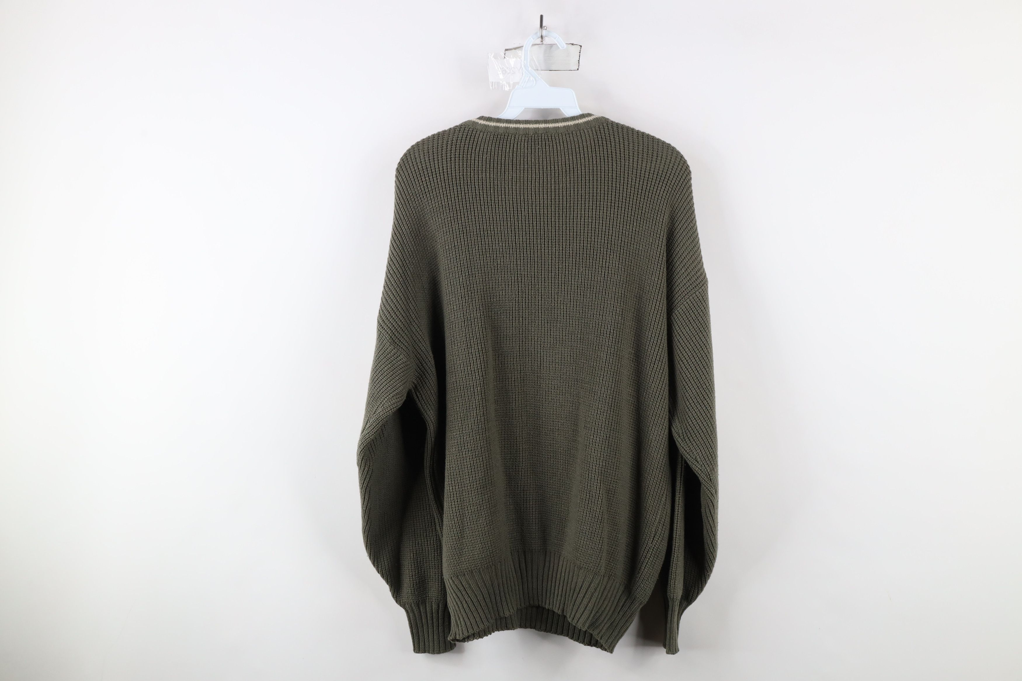 Vintage Vintage 90s Streetwear Ribbed Knit Crewneck Sweater Green Size US L / EU 52-54 / 3 - 6 Thumbnail