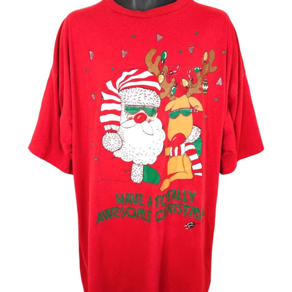 Vintage VINTAGE Kick's Santa Claus Rudolph T Shirt Mens 3XL Red 80s Sleep Tee Christmas Made In USA Mens Shirt Size US XXL / EU 58 / 5 - 2 Thumbnail