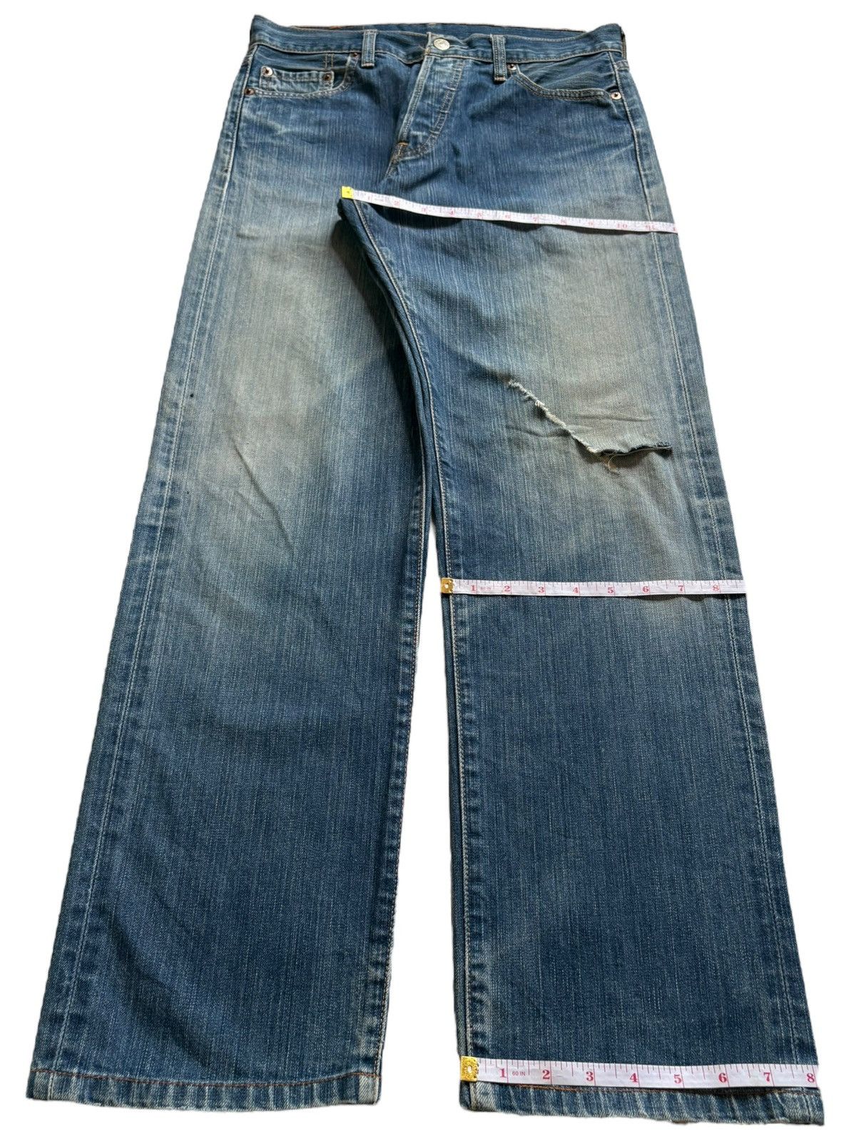 Levi's Vintage 90s Levis 501 Mud Wash Distressed Loose Jeans Size US 30 / EU 46 - 13 Thumbnail