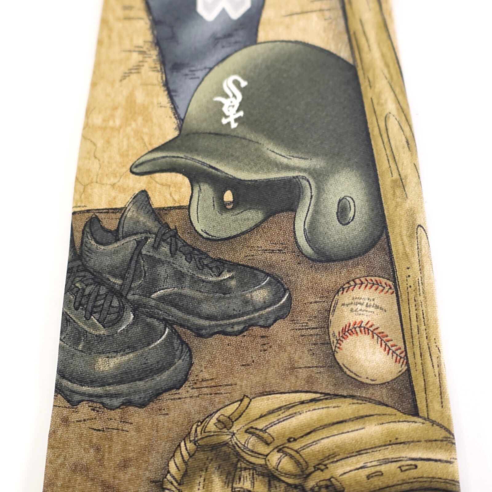 Vintage Eagles Wings MLB Chicago White Sox Yellow Baseball Wide Silk Size ONE SIZE - 2 Thumbnail