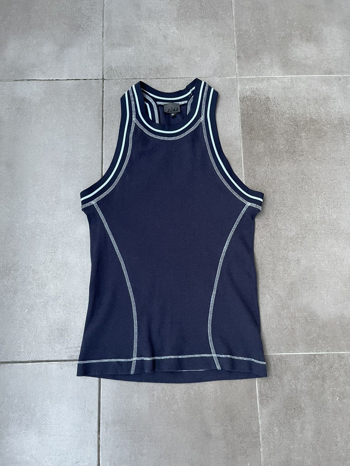 Saul Nash !DS! SS23 Saul Nash Navy Overlock Stitch Tank Top Size US XS / EU 42 / 0 - 8 Thumbnail