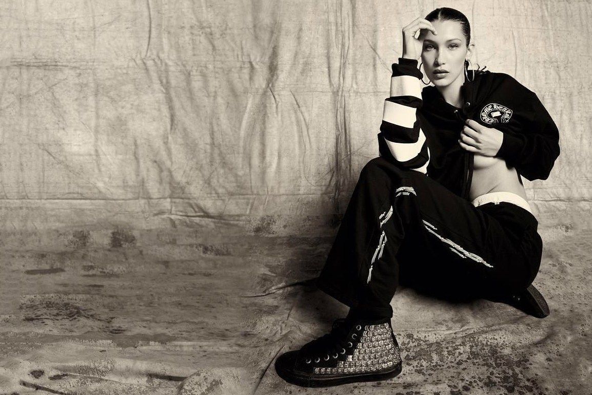 image of Chrome Hearts - Bella Hadid - S/s 17 - Cropped Hoodie in White, Women's (Size Medium)