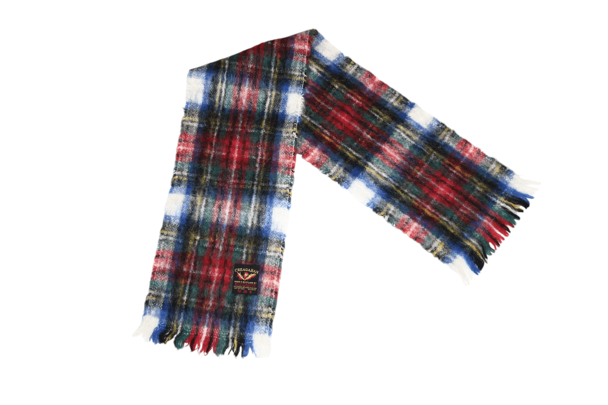Johnstons Of Elgin Creagaran Scotland Plaid Mohair Wool Scarf 137x25cm Size ONE SIZE - 5 Thumbnail