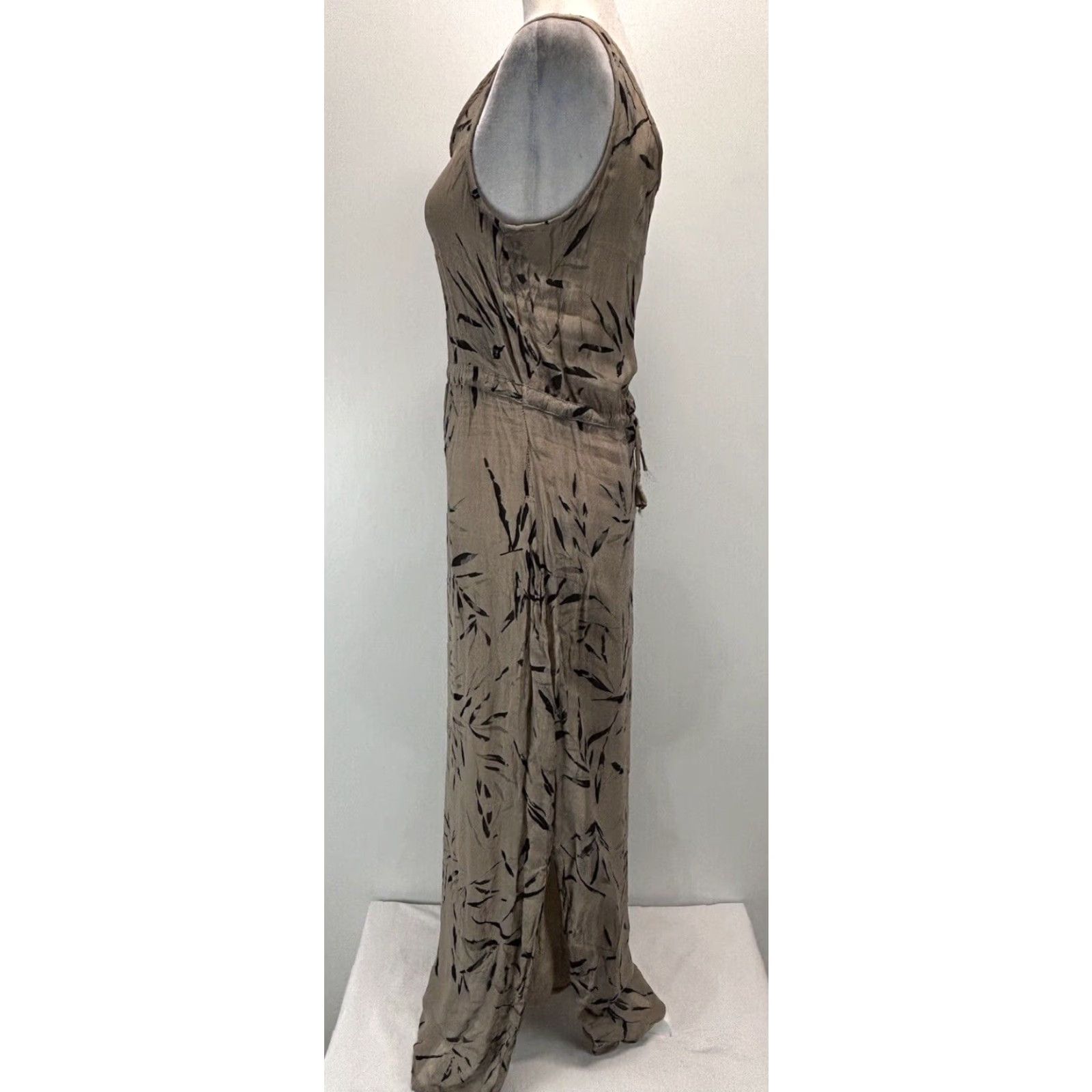 Vintage VINTAGE Sacred Threads Maxi Dress Women's Sleeveless Lined Floral Bohemian Hippie long Sz S/M Tan Black Womens Size S / US 4 / IT 40 - 2 Thumbnail