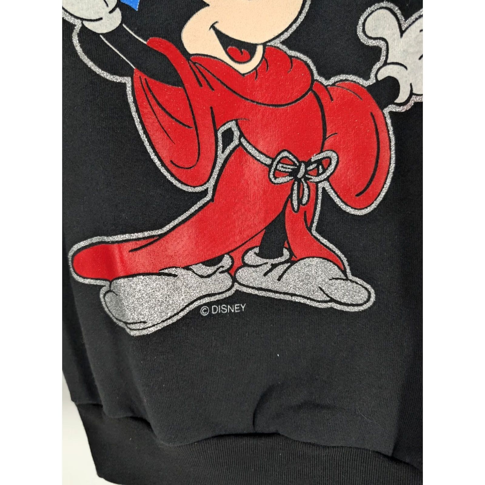 Fruit Of The Loom VINTAGE Mickey Fantasia Wizard Glitter Crewneck Sweatshirt Unisex Adults S Black Cotton Blend 90s 80s Disney Fruit of the Loom Sweatshirt Size US S / EU 44-46 / 1 - 3 Thumbnail