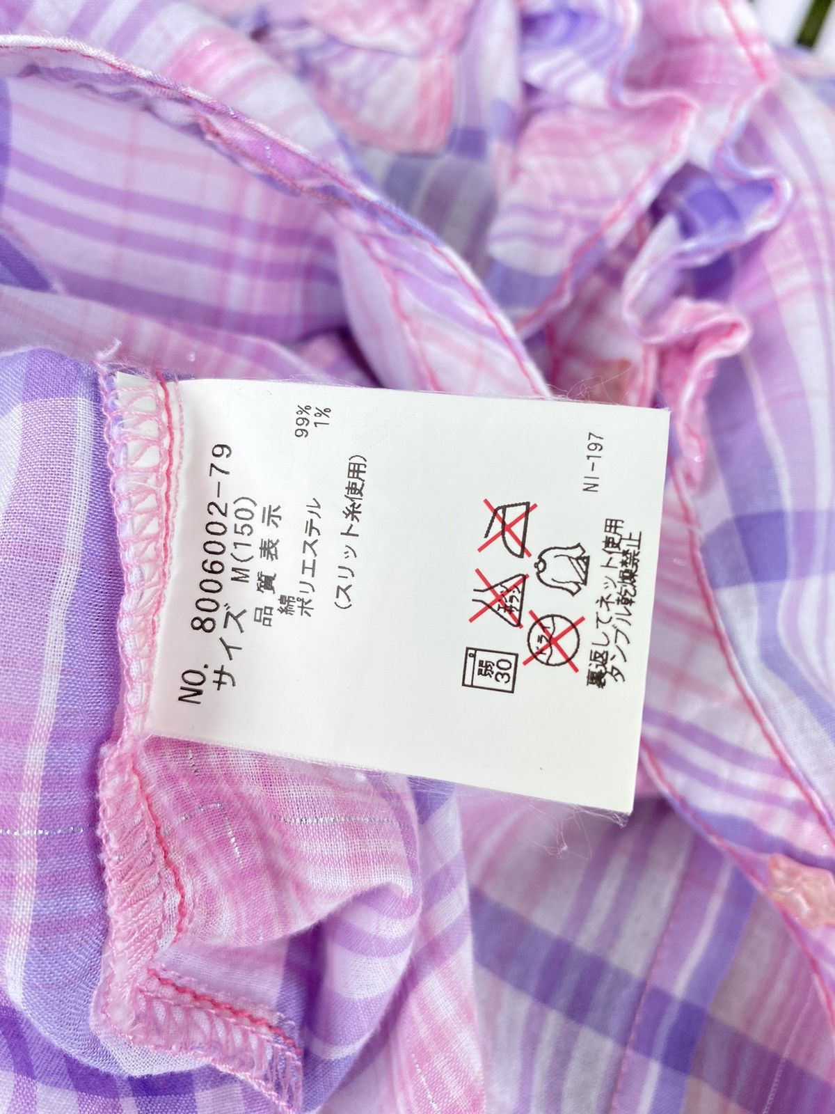 Designer × Japanese Brand Mezzo Piano Y2K Pink & Purple Plaid Ruffle Shirt Size ONE SIZE - 3 Thumbnail
