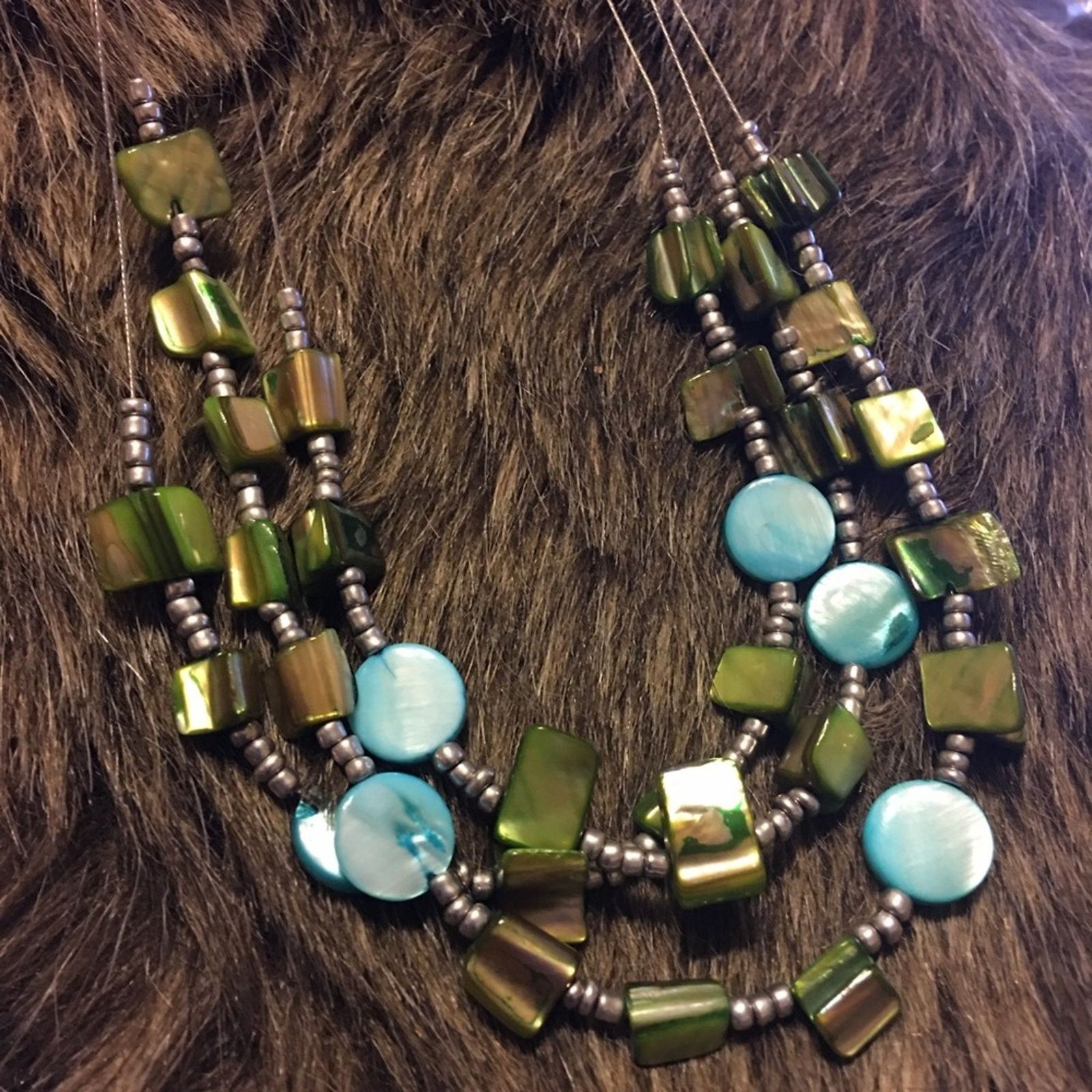 Jewelry Multi strand silver tone abalone shell necklace Size ONE SIZE - 6 Thumbnail