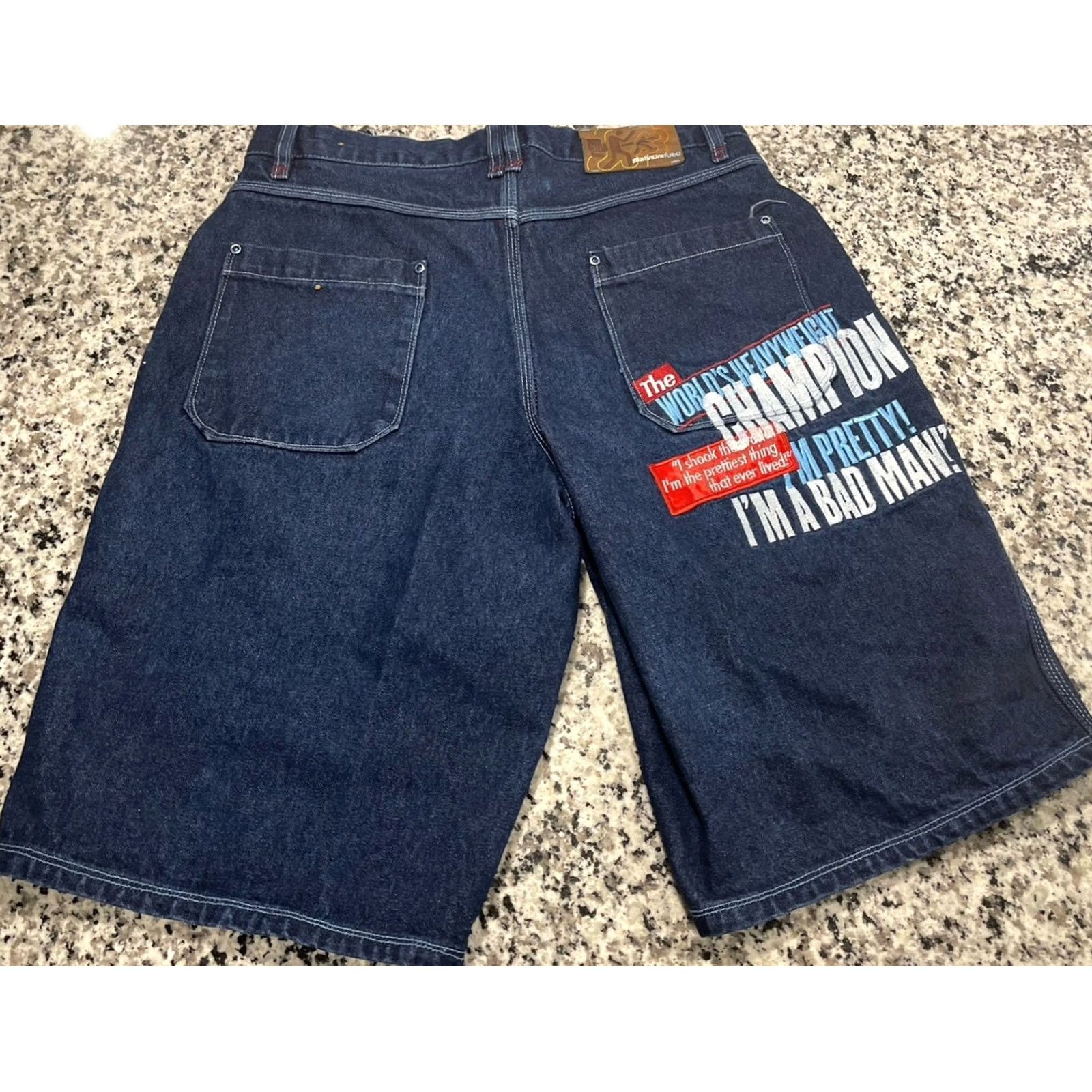 Fubu FUBU Platinum Muhammad Ali Denim Shorts 34x13 Blue Black Mens Size US 34 / EU 50 - 3 Thumbnail