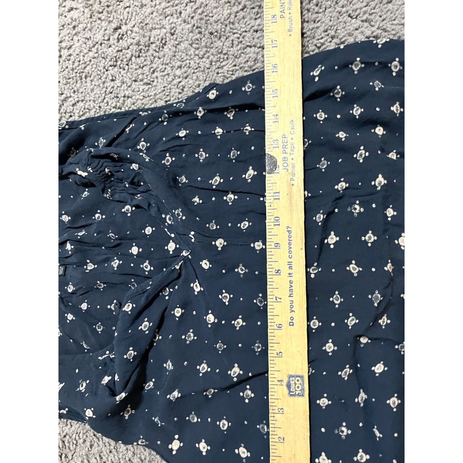 Madewell Madewell Memory Tank All Over Print Navy Blouse XS Geometric Chambray 100% Viscose Short Sleeve Round Neck Casual Women Blouse G1562 Size XS / US 0-2 / IT 36-38 - 6 Thumbnail