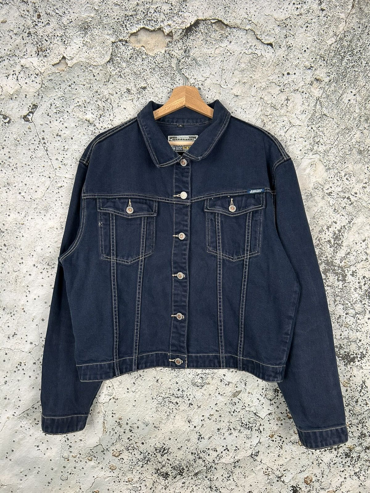 Vintage Vintage Denim Jacket Navy Grunge Rock Trucker Size US XL / EU 56 / 4 - 1 Thumbnail