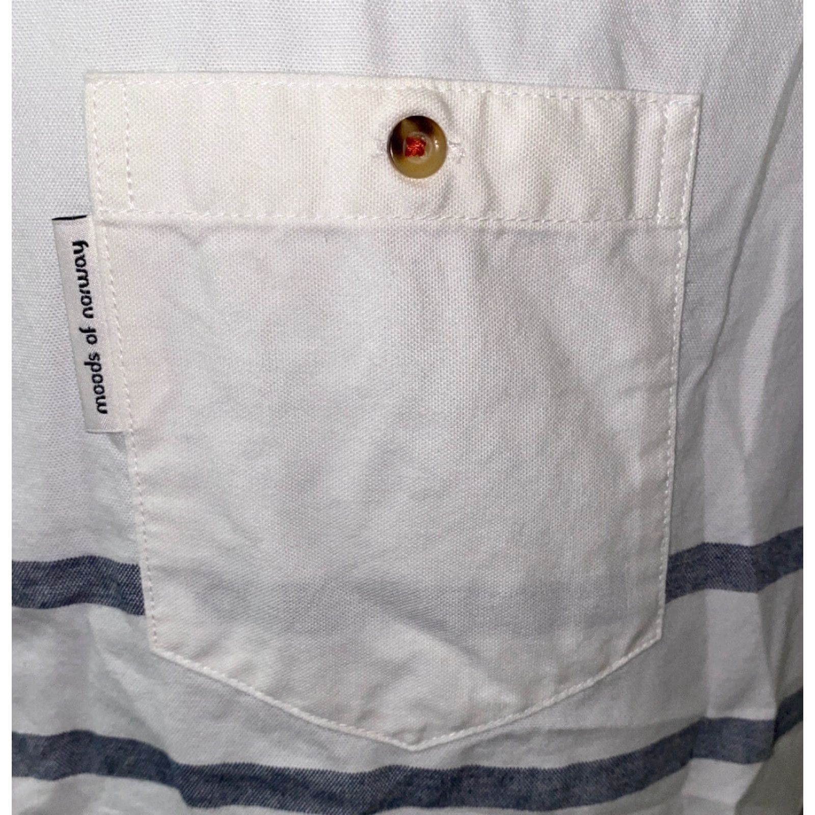 Vintage Moods Of Norway Shirt Mens White/Gray Striped Short Sleeve Button-Up Size M Size US M / EU 48-50 / 2 - 4 Thumbnail
