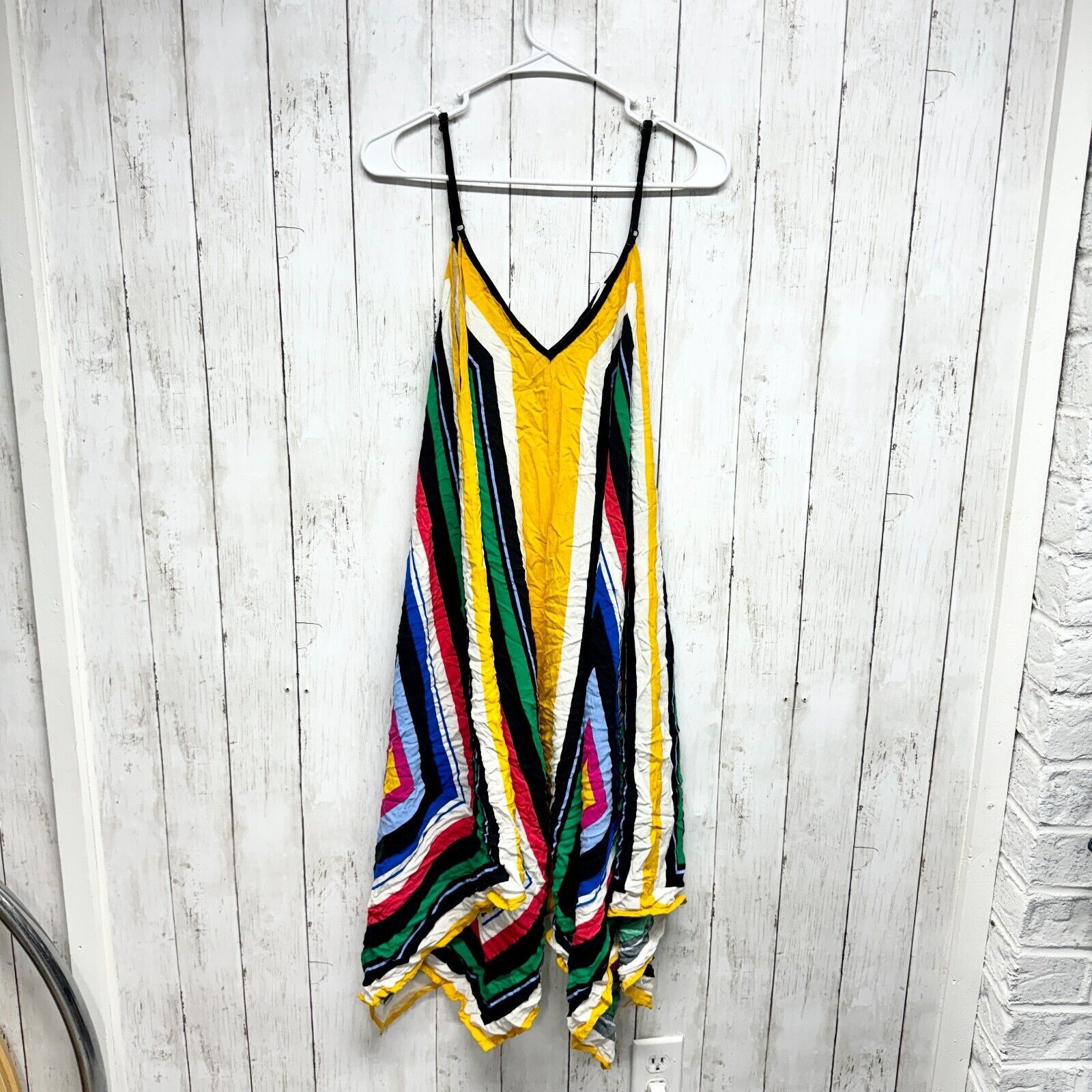 Vintage VTG Y2K SZ S Jealous Tomato Shark Hem Sun Dress Striped Boho Size S / US 4 / IT 40 - 4 Thumbnail