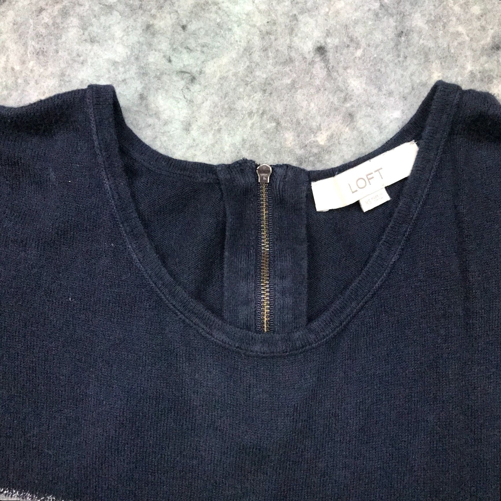 Loft VINTAGE loft womens sweater XS blue knit top lightweight zipper v-neck Size XS / US 0-2 / IT 36-38 - 4 Thumbnail