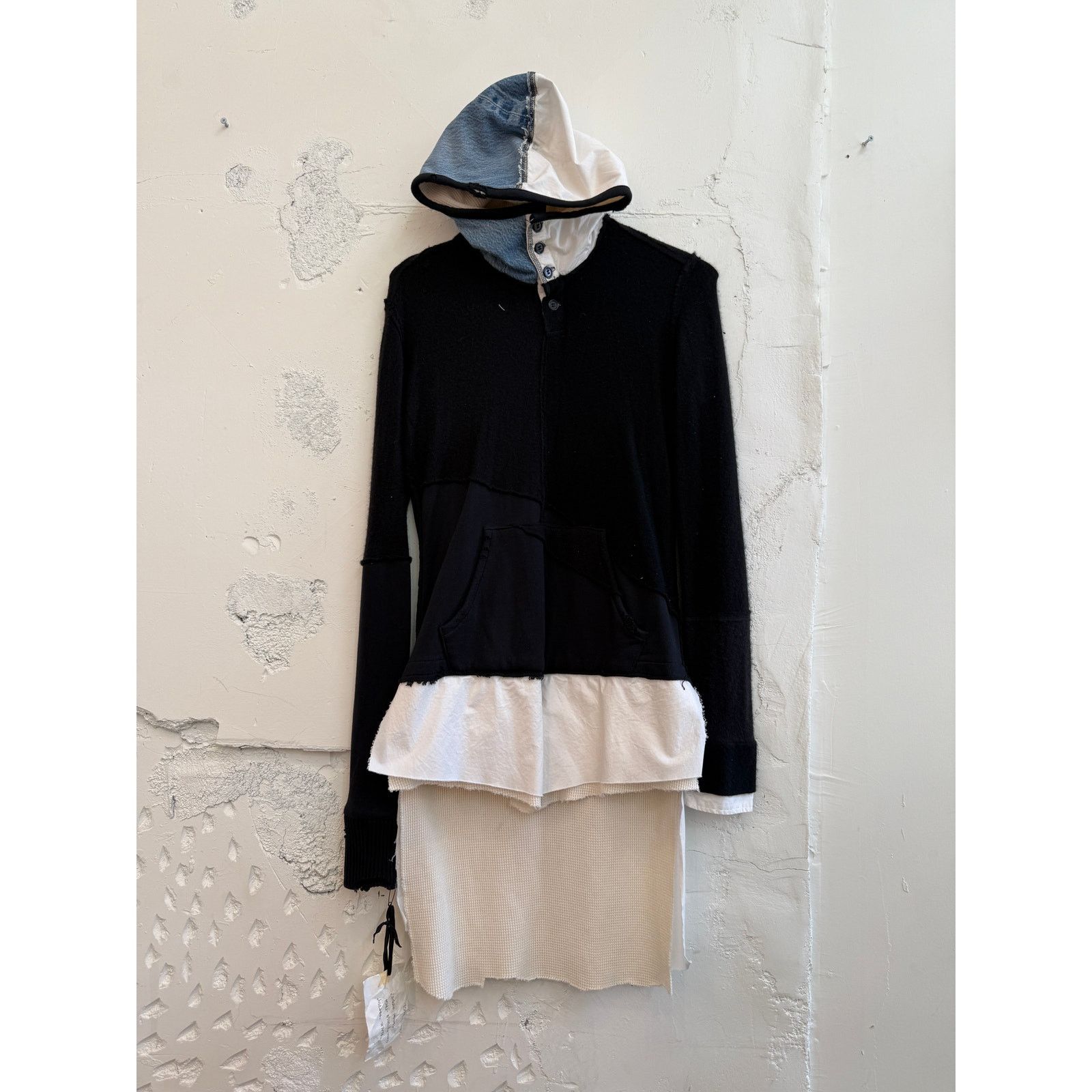 Greg Lauren Greg Lauren SAMPLE Black Preppy Slouchy Tech Track Hoodie Size L / US 10 / IT 46 - 1 Thumbnail