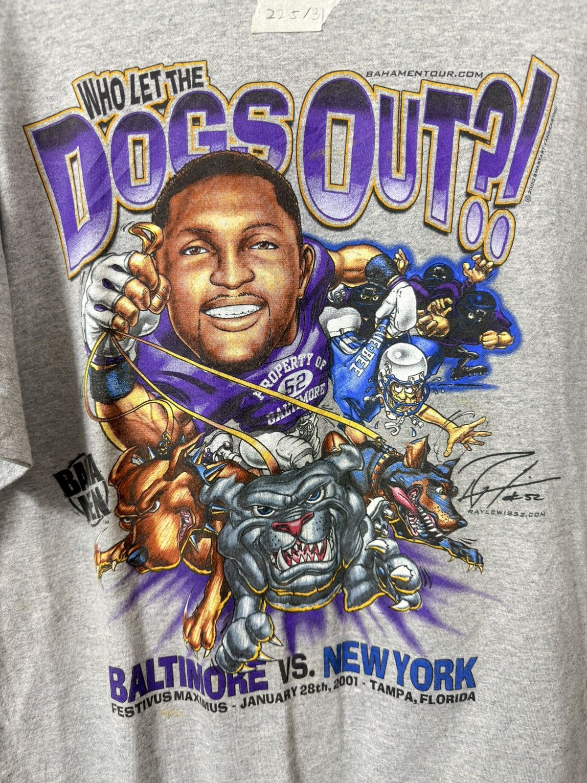 Vintage Baltimore Ravens Who Let The Dog Out Caricature T-Shirt 2001 Size US L / EU 52-54 / 3 - 2 Thumbnail