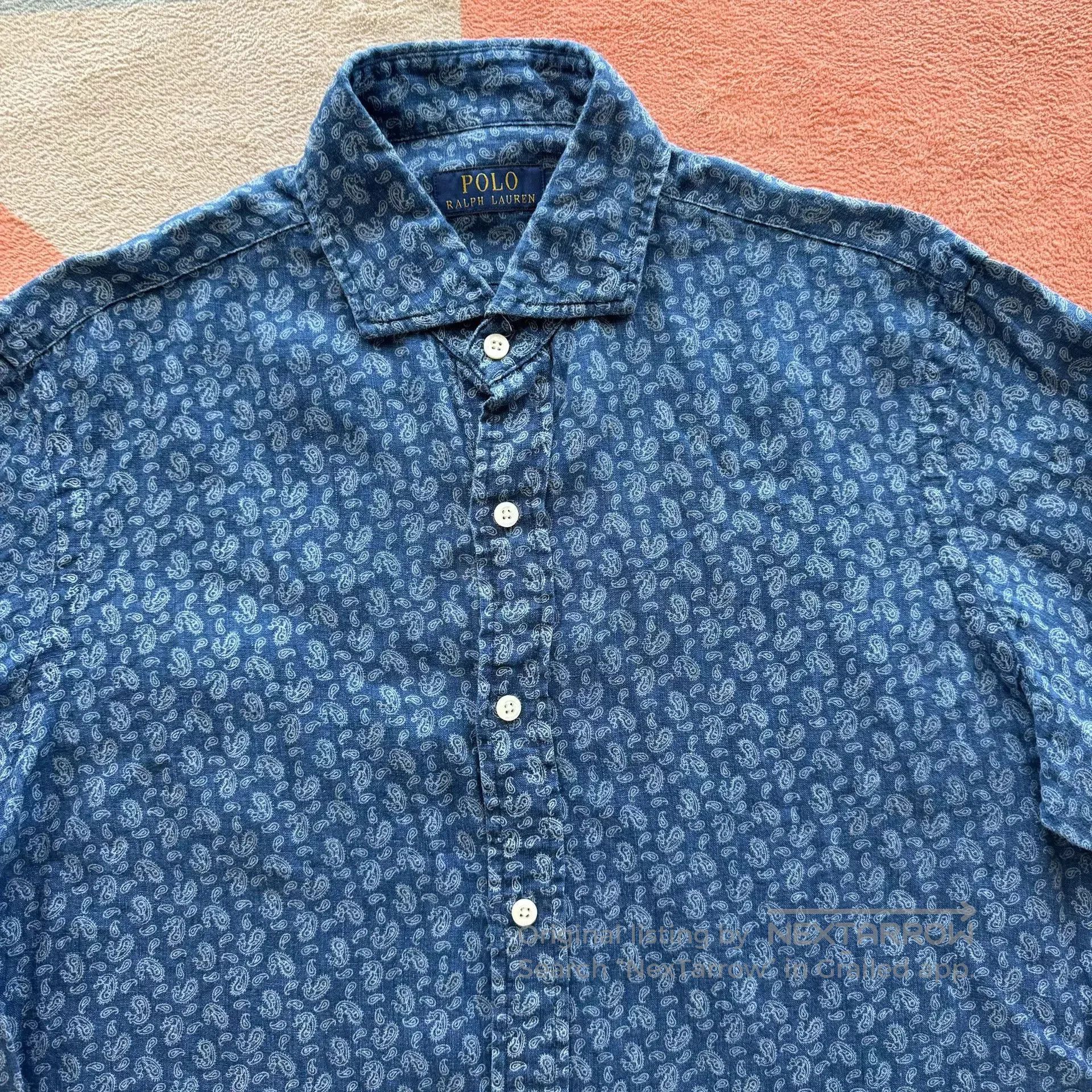 Polo Ralph Lauren Ralph Lauren Blue Dyed Linen Shirt. Size US M / EU 48-50 / 2 - 3 Thumbnail