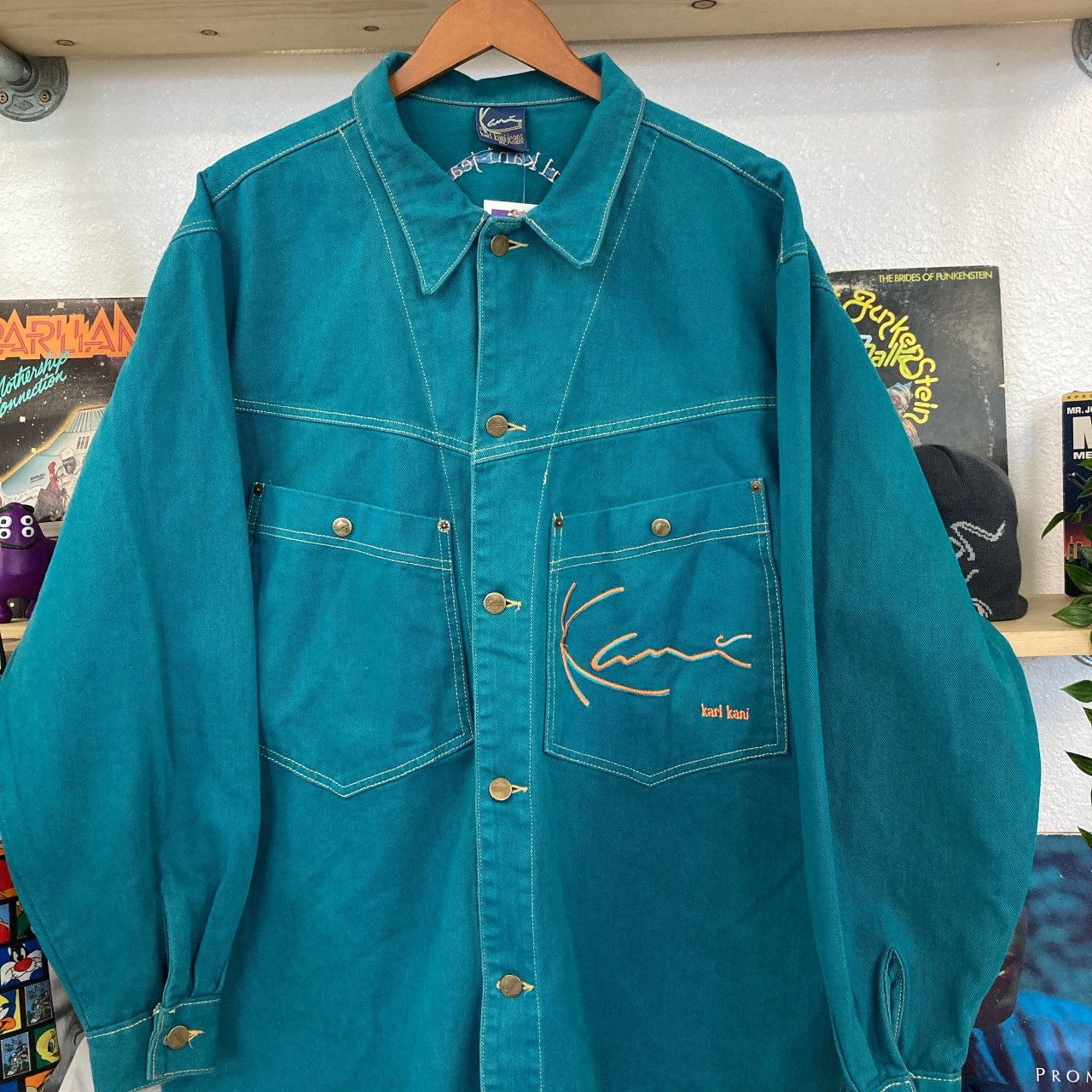 Image of 90’S Karl Kani Jeans Denim Shirt Jacket in Blue, Men's (Size XL)