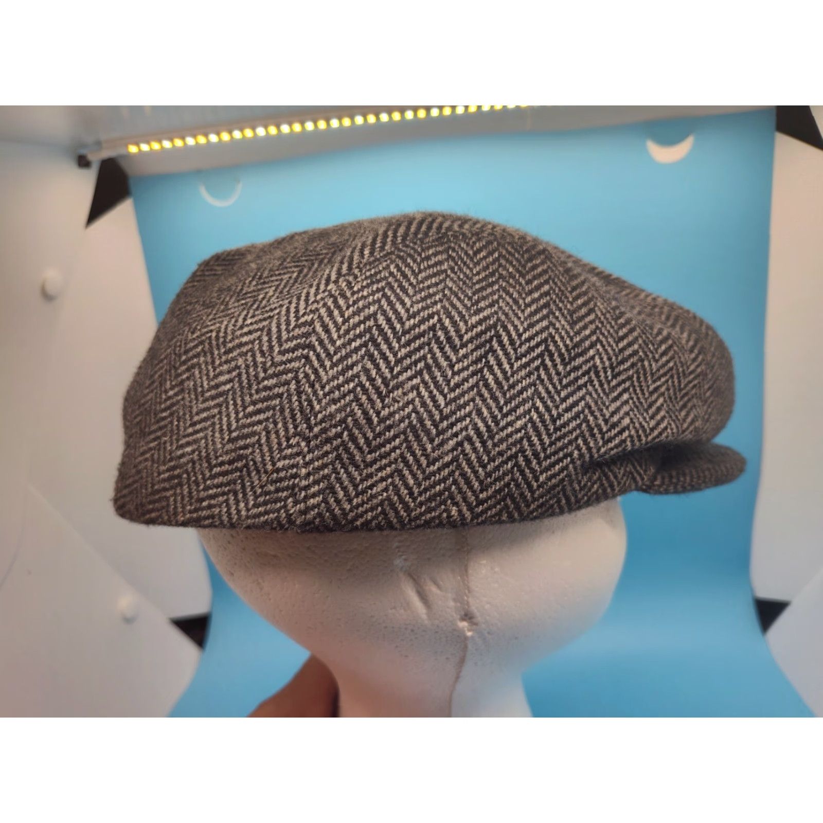 Vintage VINTAGE HaT Dark Gray Herringbone Wool Peaky Blinders Newsboy Hat Men 7 1/4-7 3/8 Large Gray Snap Front 70s-80s Mens Size ONE SIZE - 5 Thumbnail