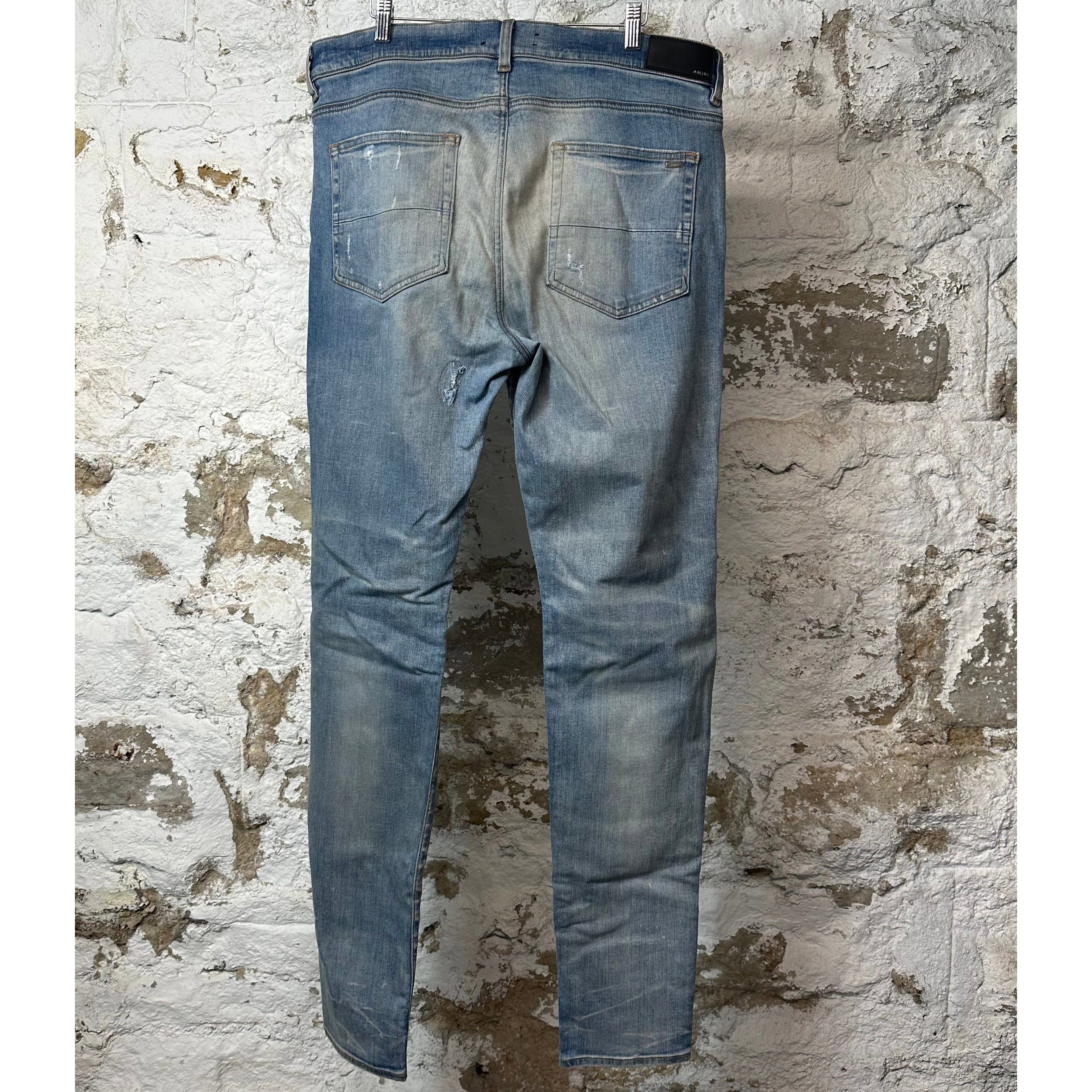 Amiri Amiri MX1 Pink Crystal Patch Blue Denim Jeans Sz 38 Size US 38 / EU 54 - 2 Thumbnail