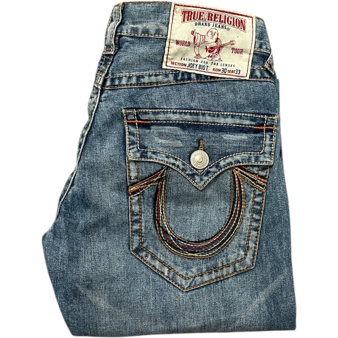 True Religion Y2K Joey Big T Rainbow 30 Embroidered Pocket