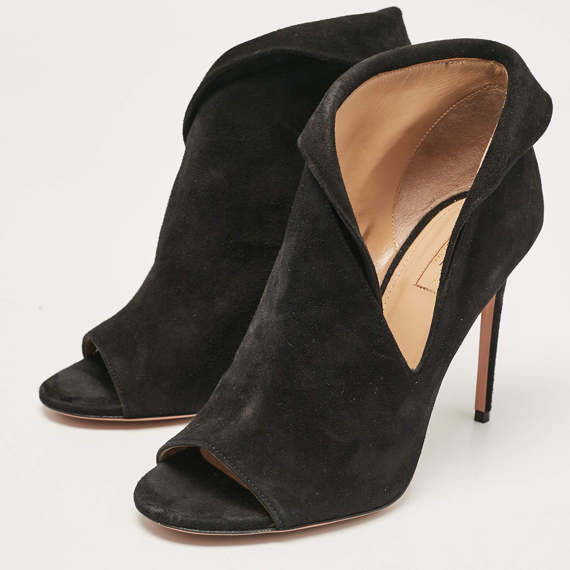 Aquazzura o1y0625 Suede Ankle Boots in Black Size US 6.5 / IT 36.5 - 2 Thumbnail