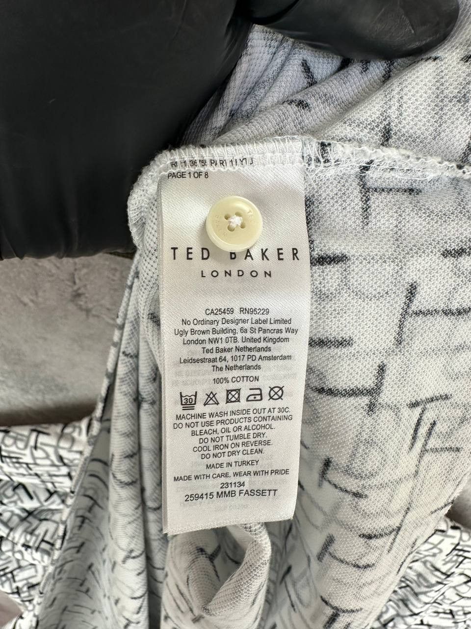 Ted Baker Ted Baker London White Polo Shirt Allover Monogram Print Size US XL / EU 56 / 4 - 11 Thumbnail