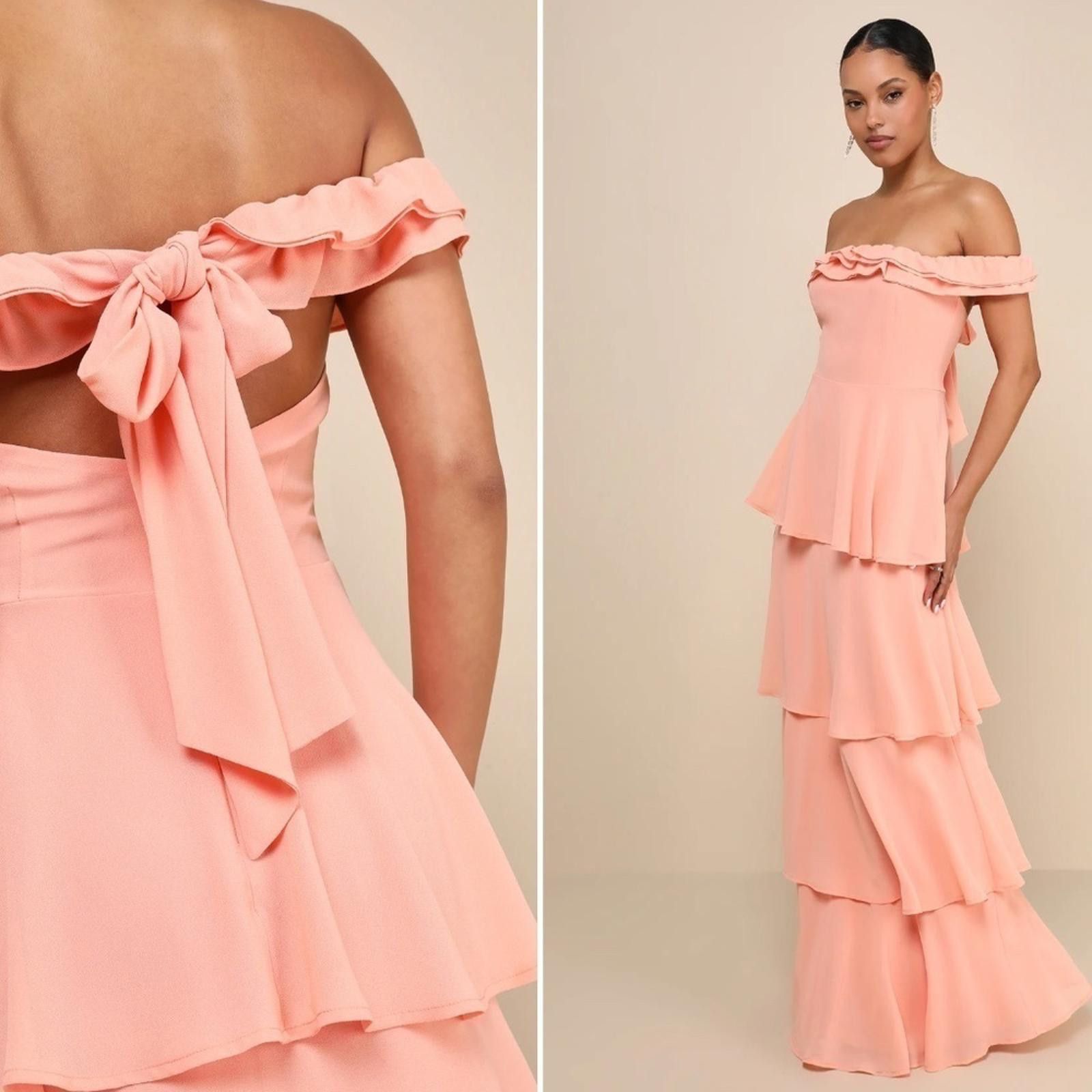 Lulus LULU's Prom Wedding Boho Romantic Tiered Ruffles Maxi Dress Size M / US 6-8 / IT 42-44 - 3 Thumbnail