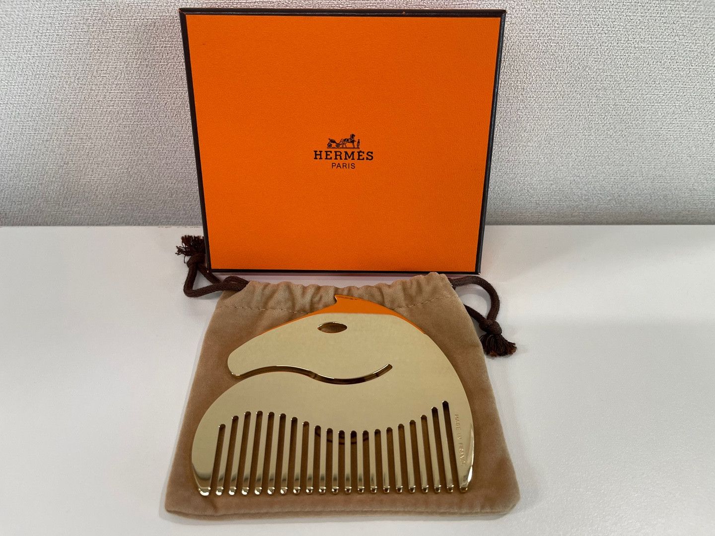 Hermes Horse Cheval Gold Metal Comb Super Rare!!!