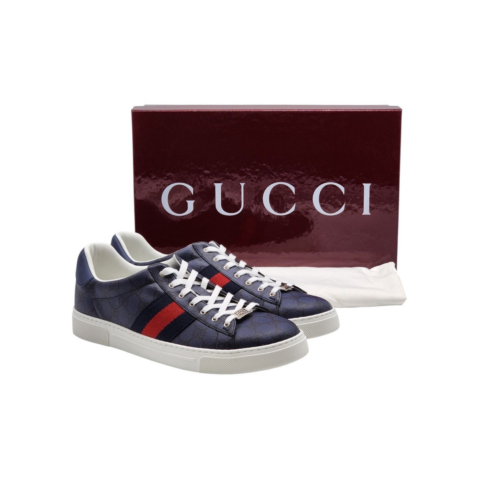 Gucci Ace GG Supreme Web Low Top Men's Sneakers Blue US 12 - NWB Size US 12 / EU 45 - 2 Thumbnail