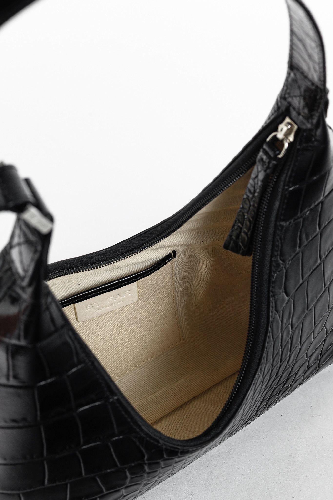 By Far BY FAR Amber Baby Crocodile-Embossed Leather Shoulder Bag Size ONE SIZE - 10 Thumbnail