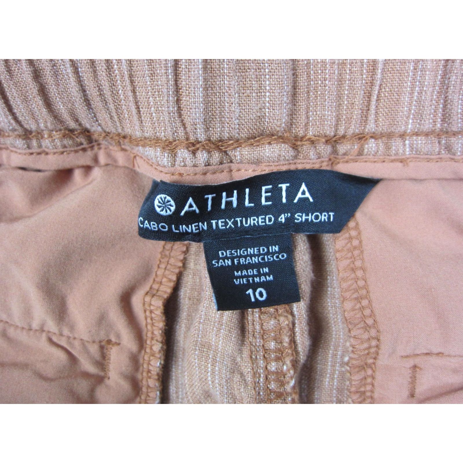 Athleta Athleta Shorts Women 10 Brown Cabo Linen Textured 4" Coastal Beach Summer Travel Chino Casual 90s Mens Womens Boys Girls Size 32" / US 10 / IT 46 - 4 Thumbnail