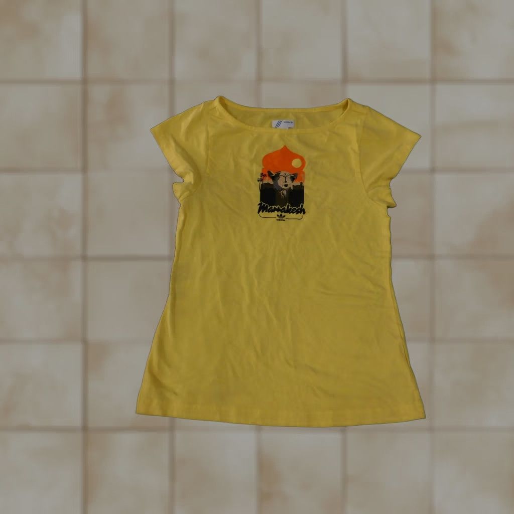 Adidas VINTAGE Adidas Shirt Womens Medium Yellow Marrakesh Graphic Tee Short Sleeve Cotton Size M / US 6-8 / IT 42-44 - 1 Thumbnail