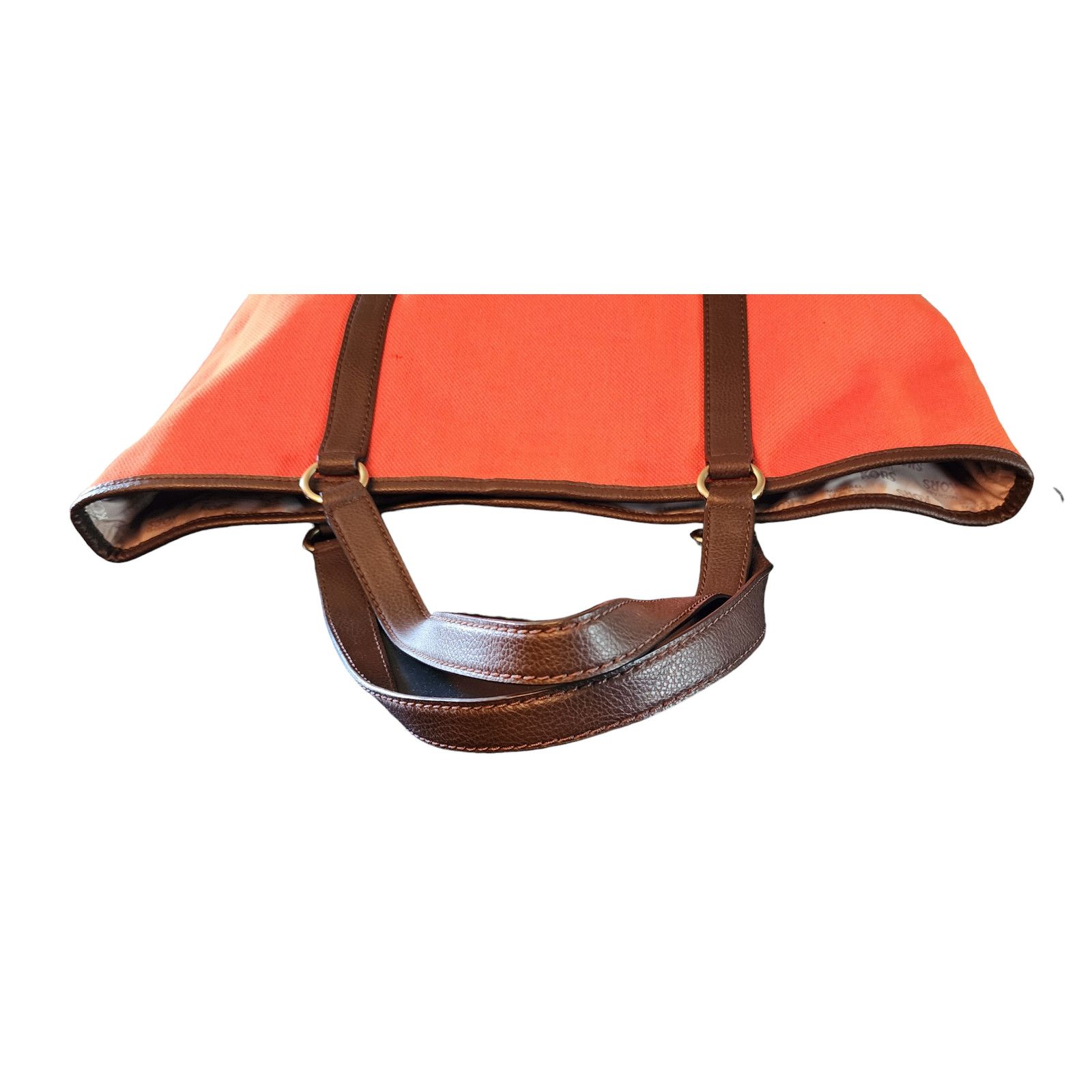 Michael Kors Michael Kors canvas and brown leather XL tote orange. Size ONE SIZE - 8 Thumbnail