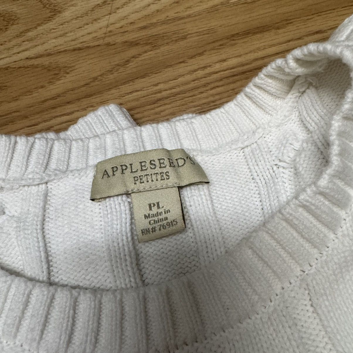 Other Vintage Appleseeds Cable-Knit Cotton Sweater Size L / US 10 / IT 46 - 3 Thumbnail