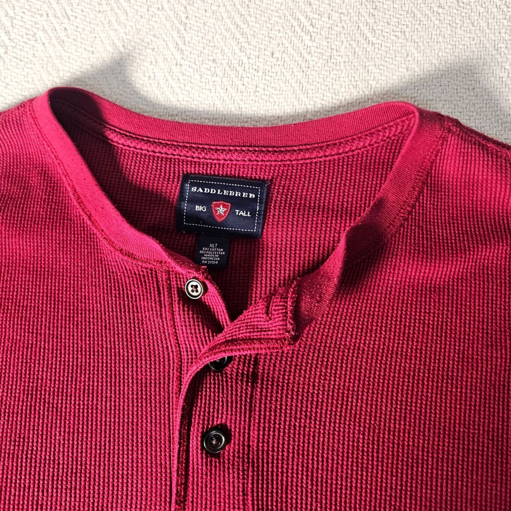 Vintage VINTAGE Saddlebred Henley Shirt Mens XLT Maroon Red Comfort Flex Long Sleeve Casual Size US XL / EU 56 / 4 - 2 Thumbnail