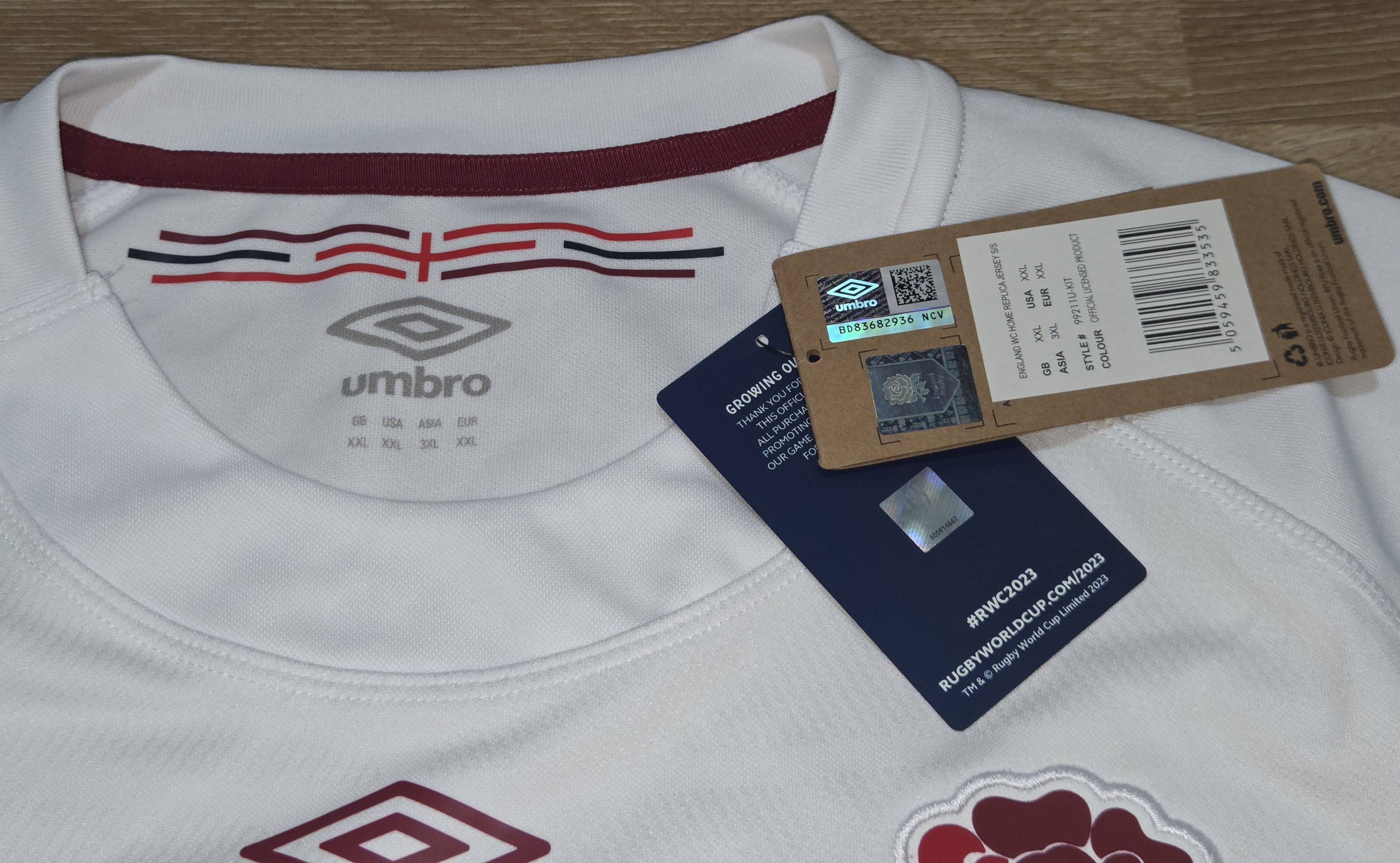 Umbro New Umbro 23/24 England Rugby World Cup RWC Home Jersey Size US XXL / EU 58 / 5 - 3 Thumbnail