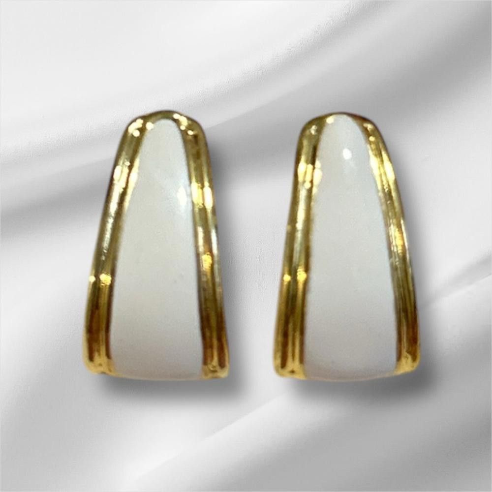 Designer Elegant Gold and White Earrings Size ONE SIZE - 1 Thumbnail