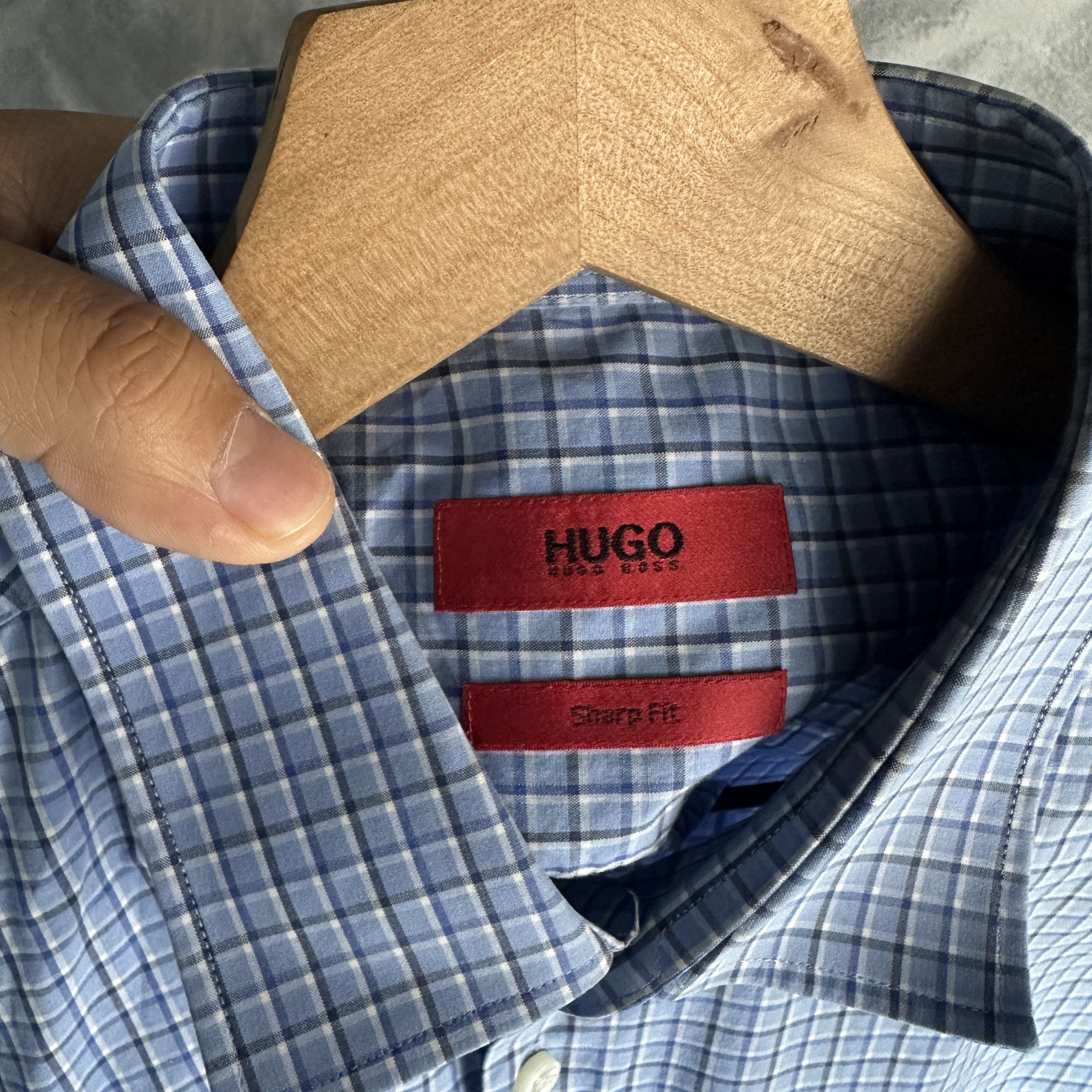 Hugo Boss Hugo Boss Dress Shirt Mens 16.5 32/33 Check Sharp Fit Size US M / EU 48-50 / 2 - 9 Thumbnail