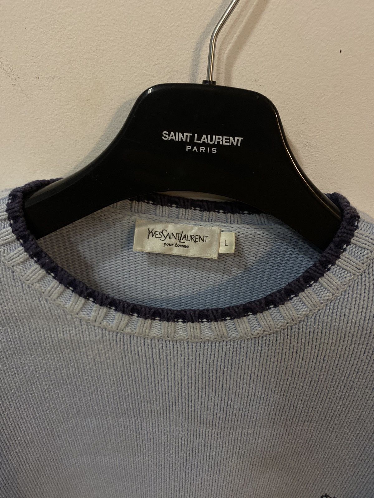 Yves Saint Laurent Heavy Blue YSL Sweater Knit Size US L / EU 52-54 / 3 - 6 Thumbnail