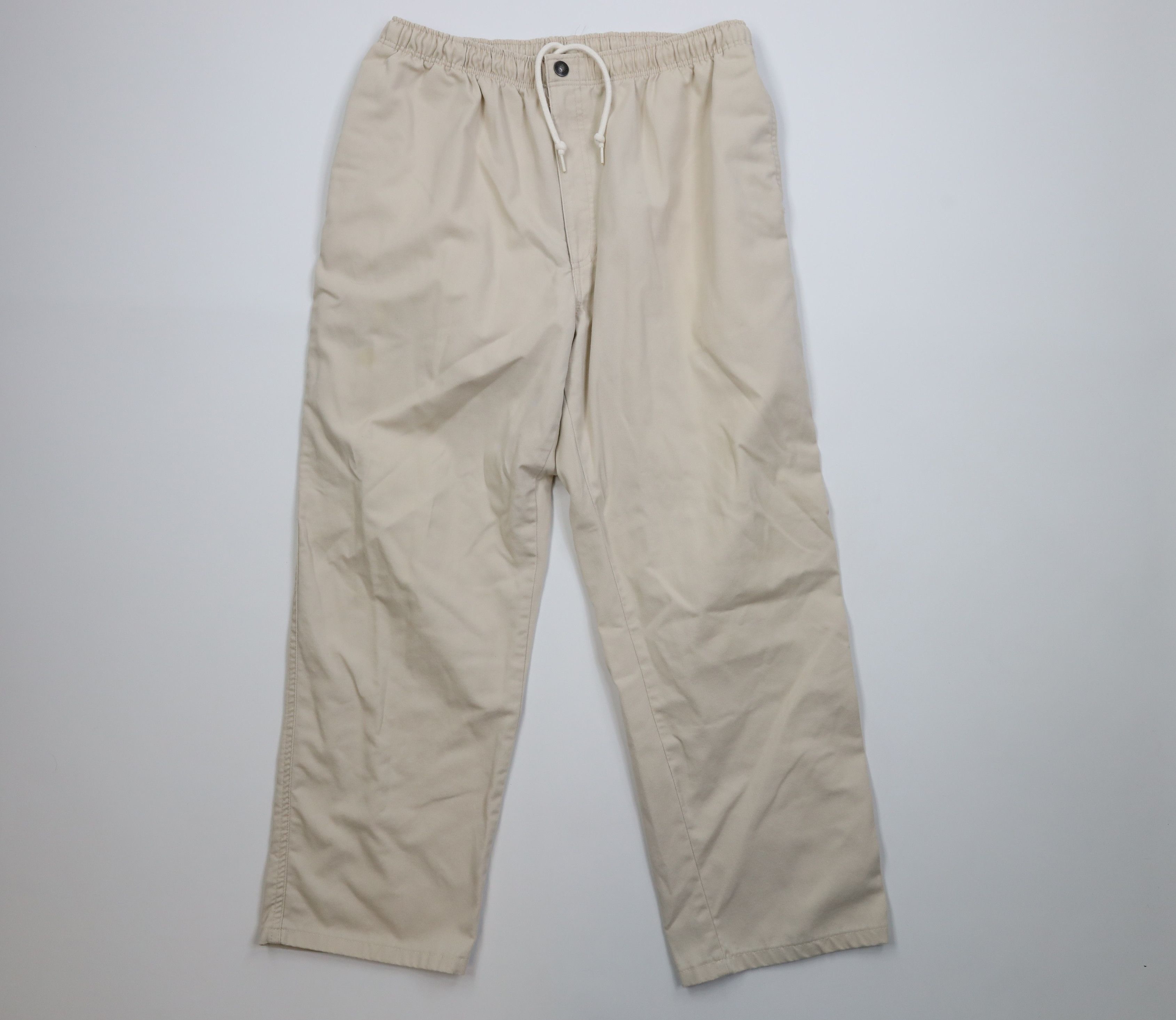 Lands' End Vintage 90s Lands End Wide Leg Twill Pants Beige Cotton USA Size US 38 / EU 54 - 1 Thumbnail