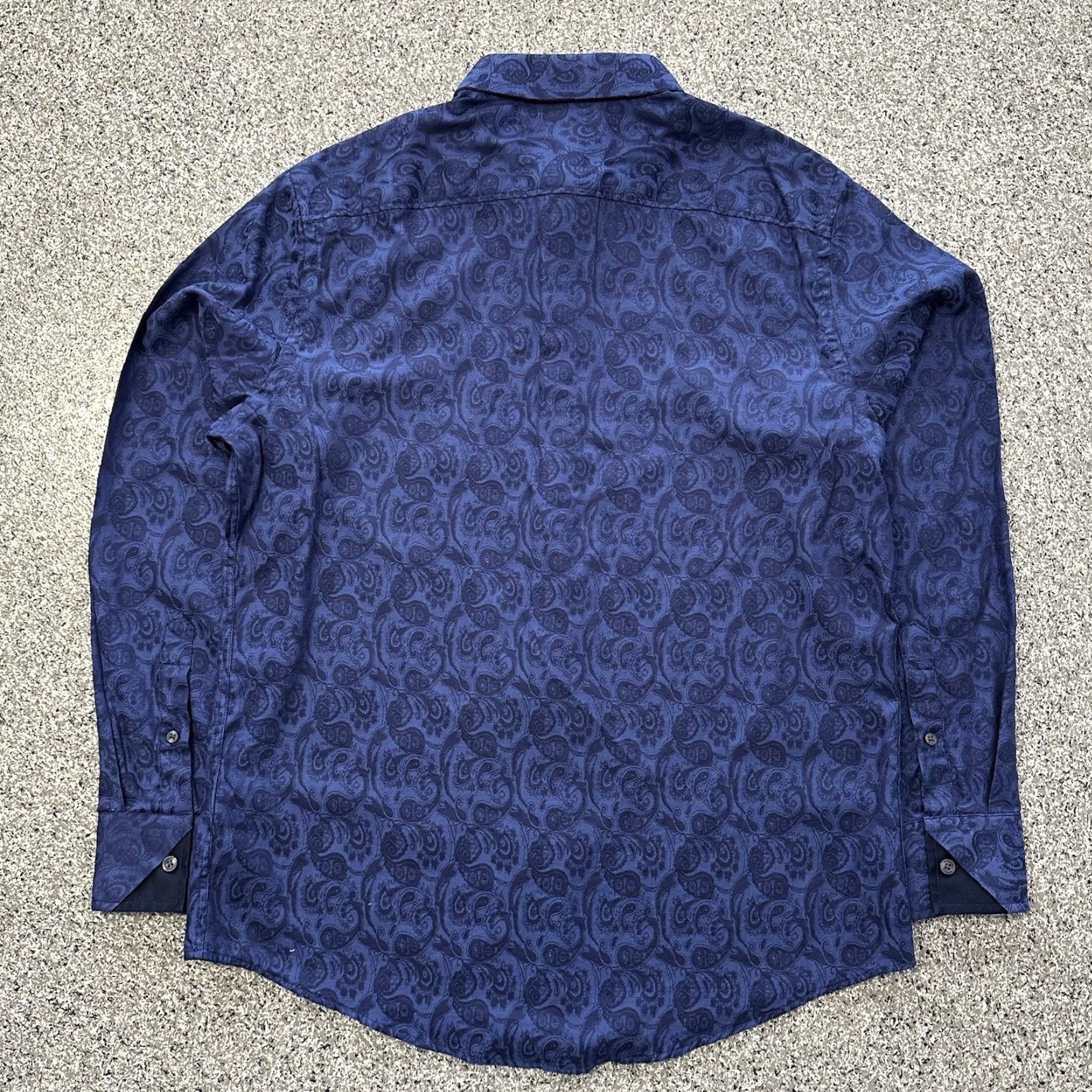 Murano Murano Button-Up Shirt Mens M Paisley Navy Blue Cotton Dress Shirt Size 40R - 7 Thumbnail