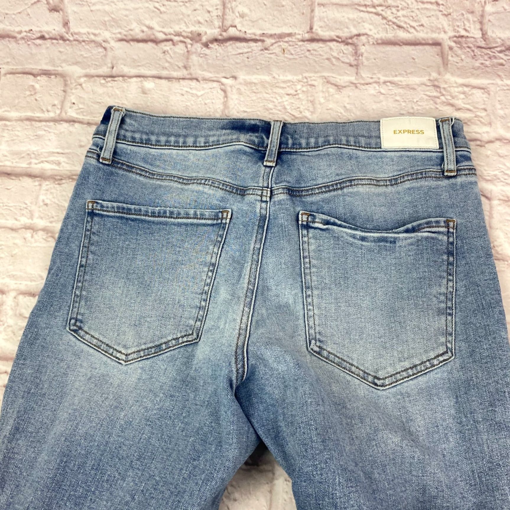 Express Express Jeans Womens Jeans Ankle 10 Blue Distressed Light Wash - Express Size 32" / US 10 / IT 46 - 7 Thumbnail