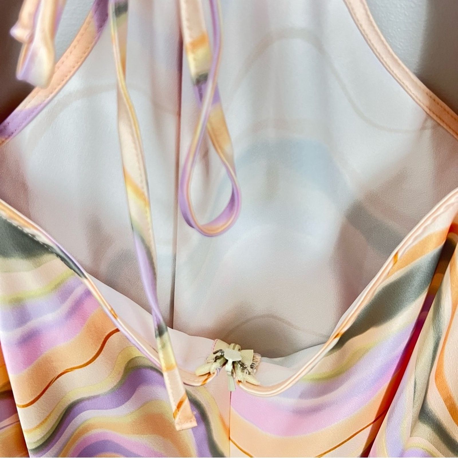 Topshop NWT Topshop Retro Satin Cutout Midi Dress Marble Pastel 14 Size XL / US 12-14 / IT 48-50 - 13 Thumbnail