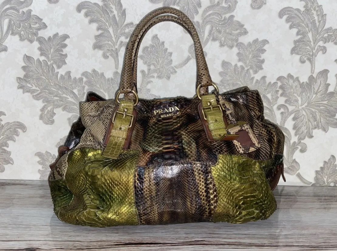Prada RARE AW’09 Prada Milano Pitone+crocodile Patch leather bag Size ONE SIZE - 2 Thumbnail