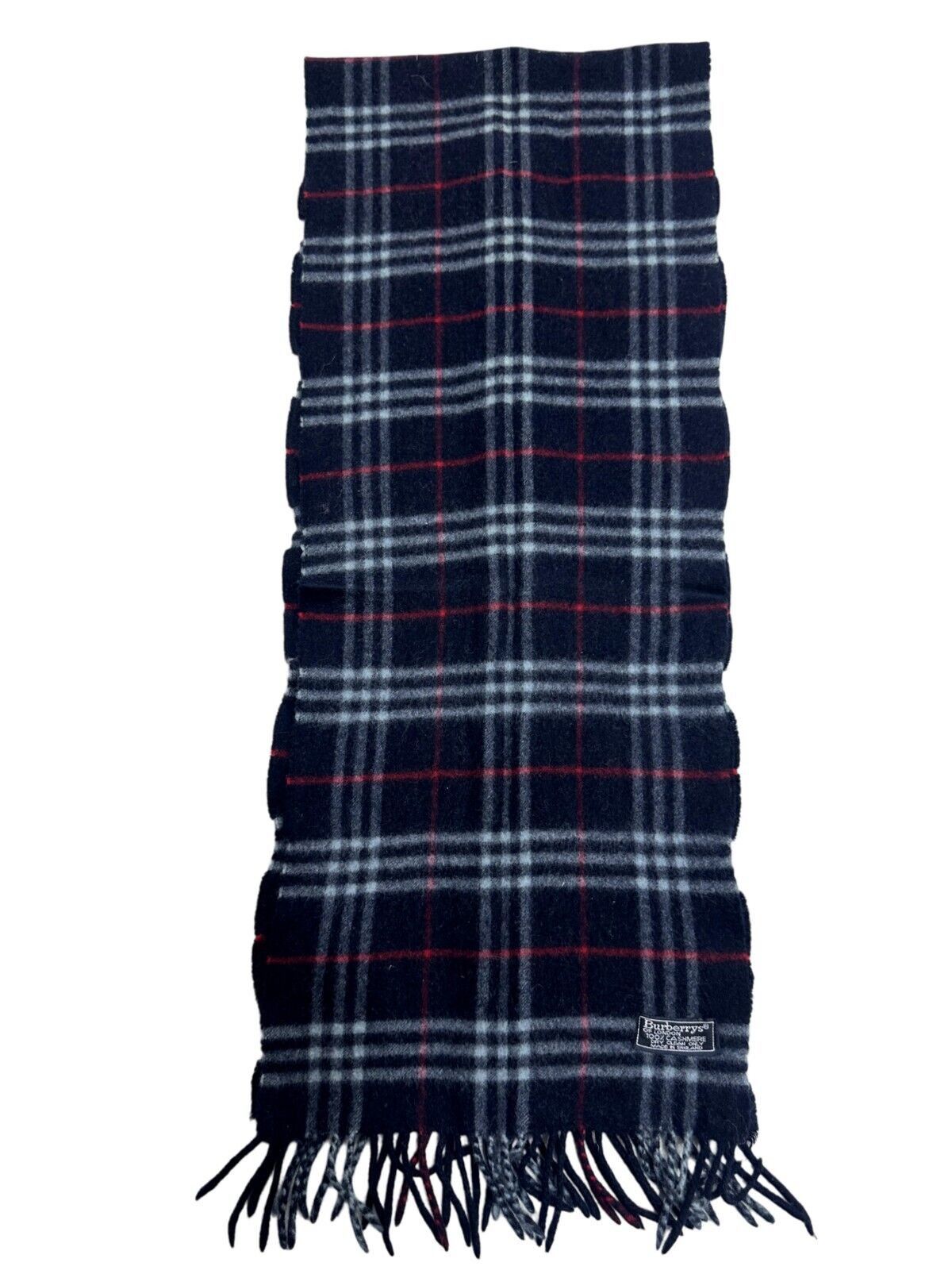 Burberry Burberrys Authentic Unisex Scarf Navy Blue 100% Cashmere Size ONE SIZE - 4 Thumbnail